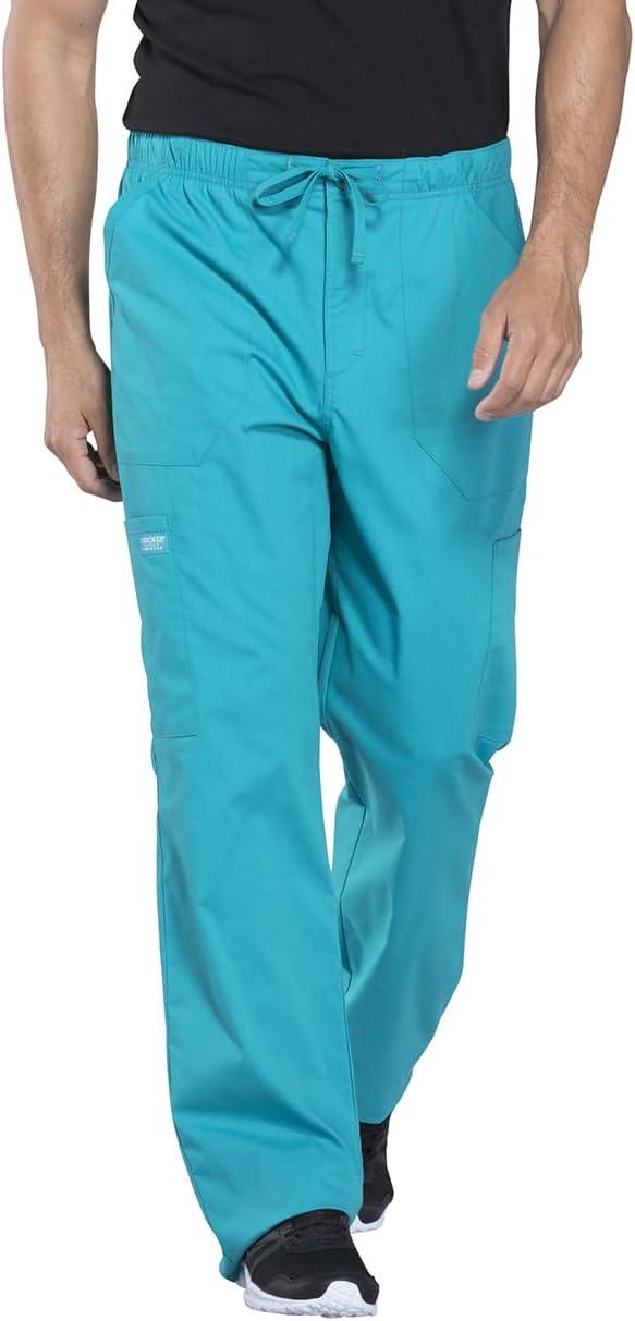 imageCherokee Scrub Set for Men from 4 Pocket VNeck Scrub Top WW695 with 5 Pocket Tapered Leg Fly Front Cargo Pant WW190Teal Blue