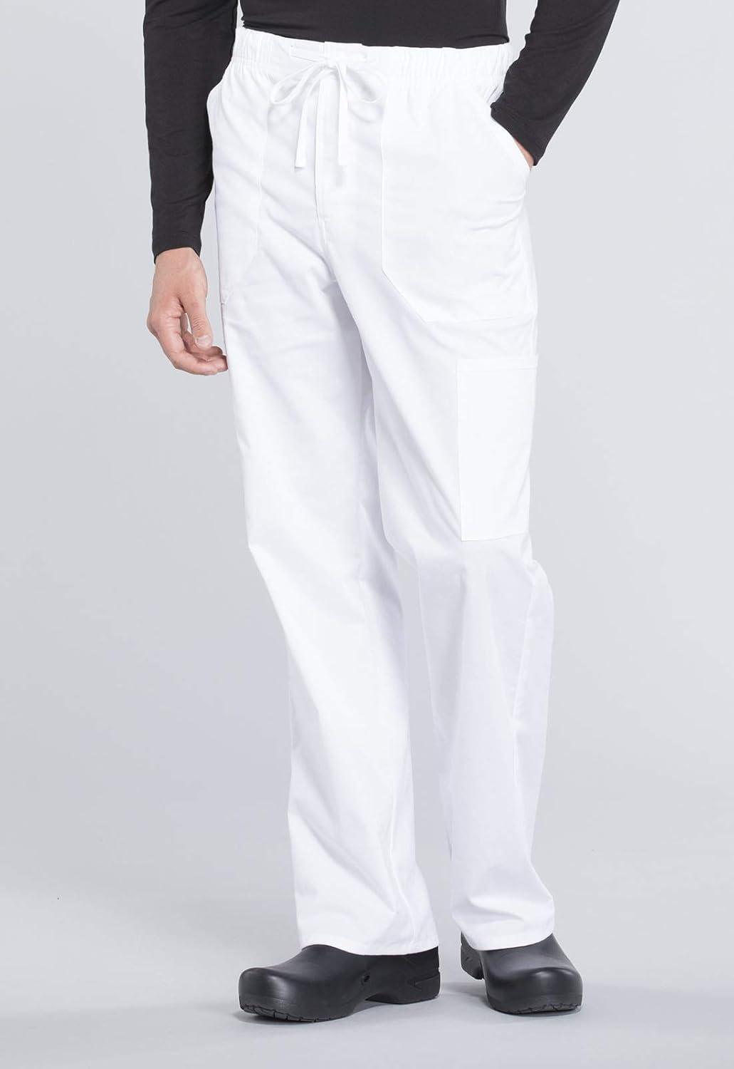 imageCherokee Scrub Set for Men from 4 Pocket VNeck Scrub Top WW695 with 5 Pocket Tapered Leg Fly Front Cargo Pant WW190White