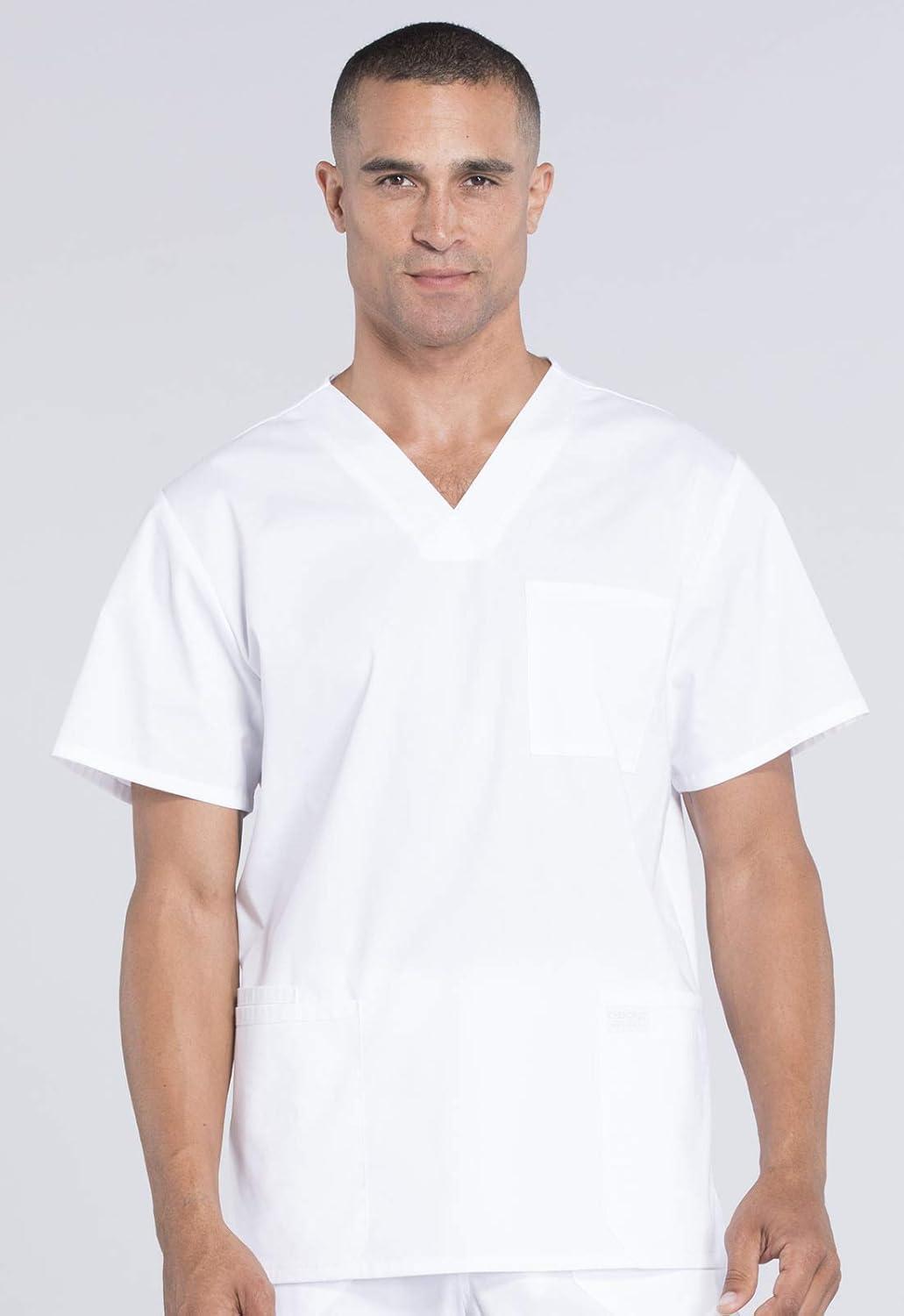 imageCherokee Scrub Set for Men from 4 Pocket VNeck Scrub Top WW695 with 5 Pocket Tapered Leg Fly Front Cargo Pant WW190White