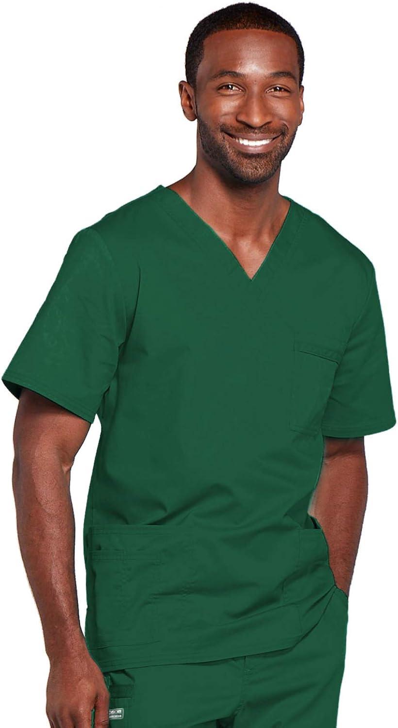 imageCherokee Scrub Set for Men or Women Traditional Fit 4 Pocket VNeck Top 4725 with 5 Pocket Natural Rise Cargo Pant 4043Hunter Green