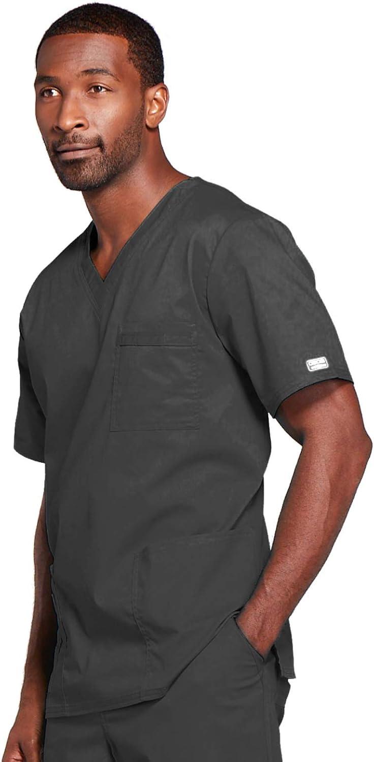 imageCherokee Scrub Set for Men or Women Traditional Fit 4 Pocket VNeck Top 4725 with 5 Pocket Natural Rise Cargo Pant 4043Pewter