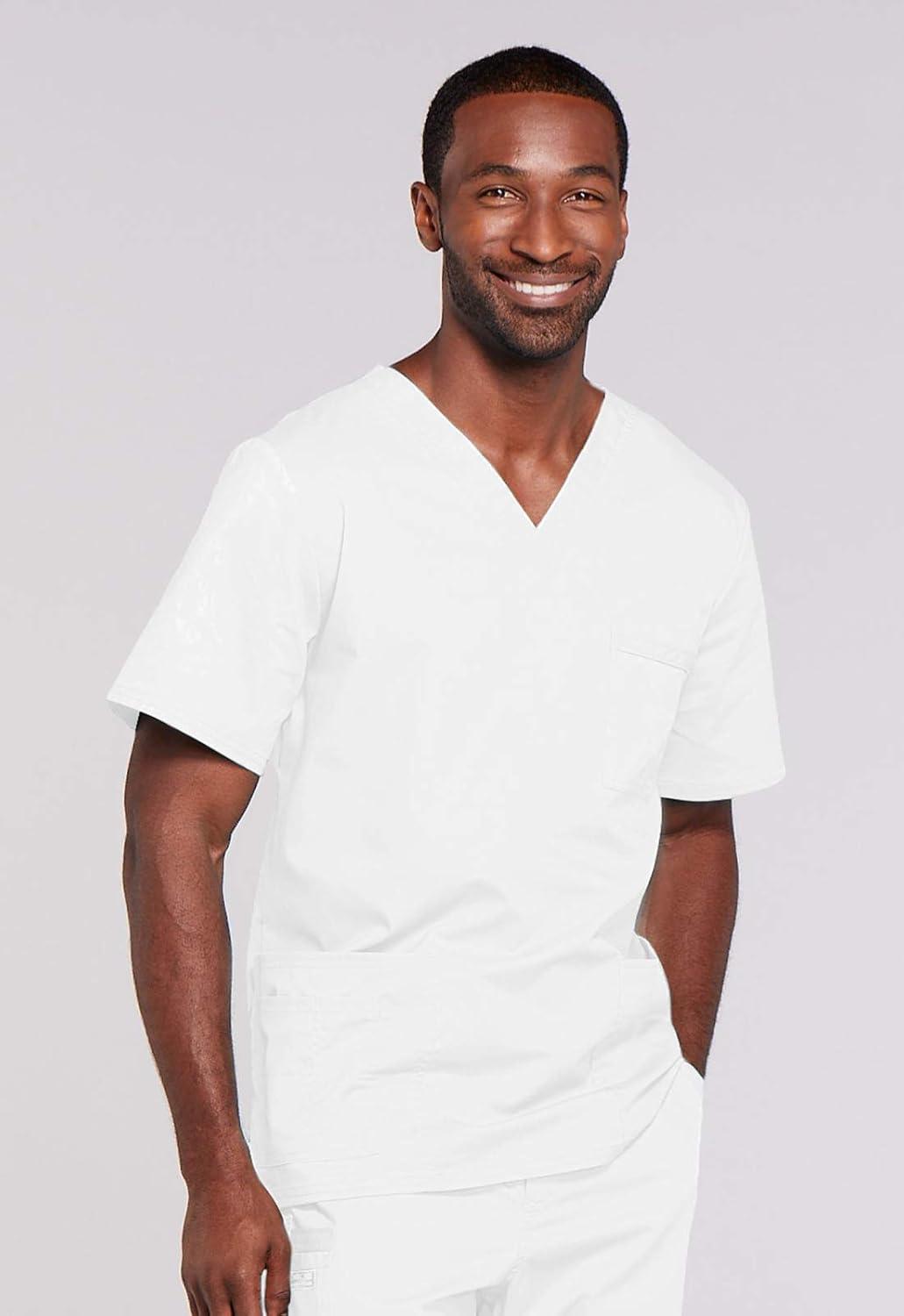 imageCherokee Scrub Set for Men or Women Traditional Fit 4 Pocket VNeck Top 4725 with 5 Pocket Natural Rise Cargo Pant 4043White