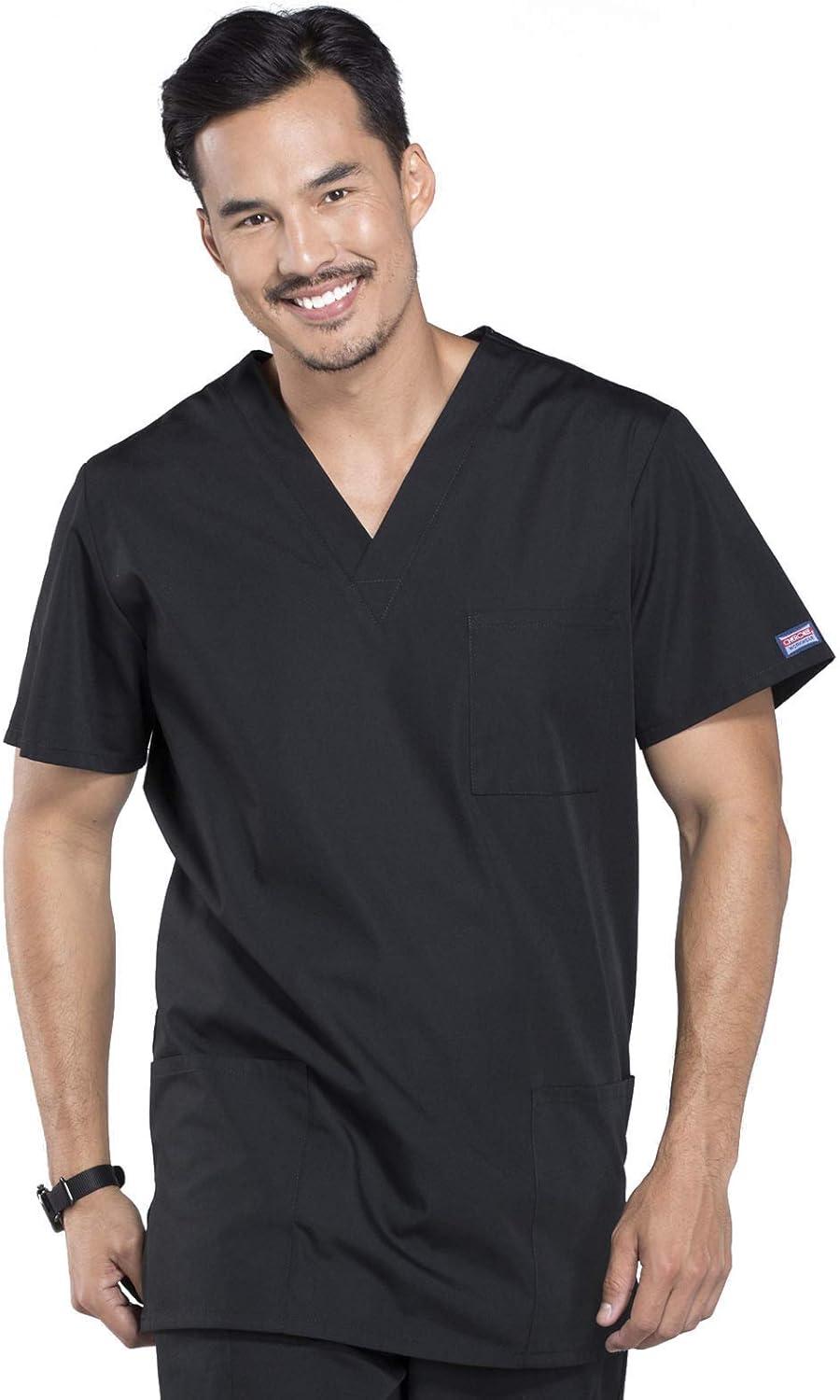 imageCherokee Scrub Sets for Women and Men 6 Pocket Medical Scrubs with VNeck Top 4876 amp Drawstring Cargo Pant 4100Black