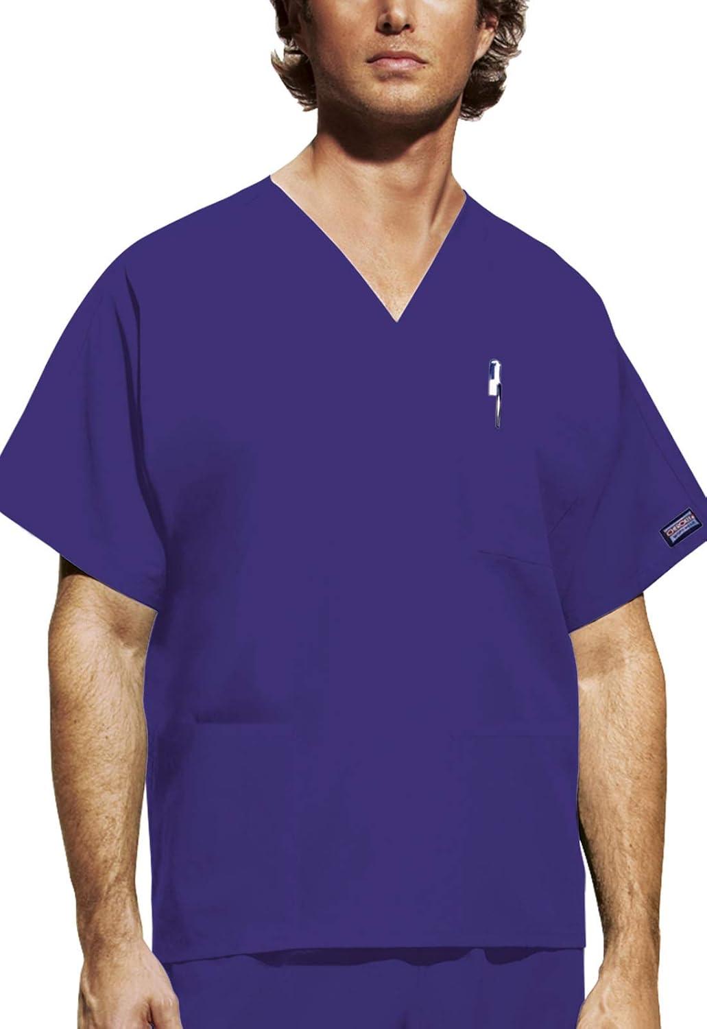 imageCherokee Scrub Sets for Women and Men 6 Pocket Medical Scrubs with VNeck Top 4876 amp Drawstring Cargo Pant 4100Grape