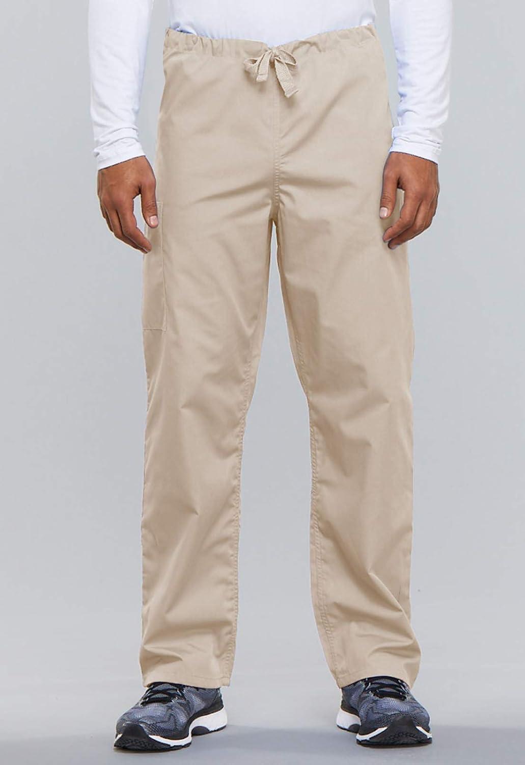imageCherokee Scrub Sets for Women and Men 6 Pocket Medical Scrubs with VNeck Top 4876 amp Drawstring Cargo Pant 4100Khaki