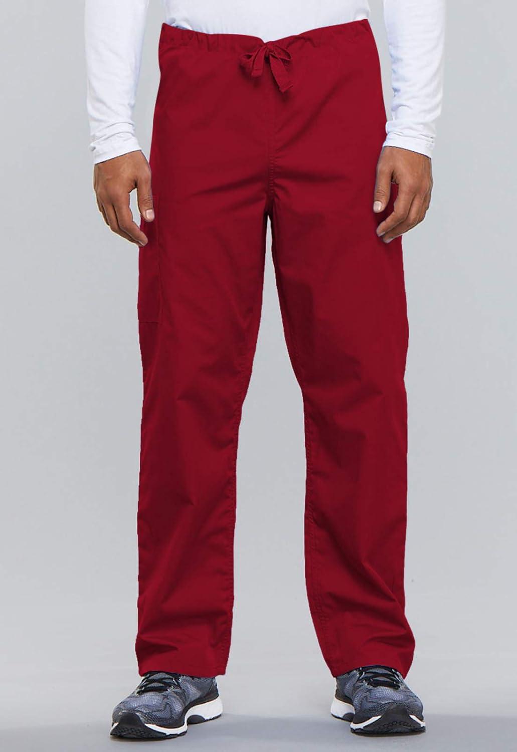 imageCherokee Scrub Sets for Women and Men 6 Pocket Medical Scrubs with VNeck Top 4876 amp Drawstring Cargo Pant 4100Red