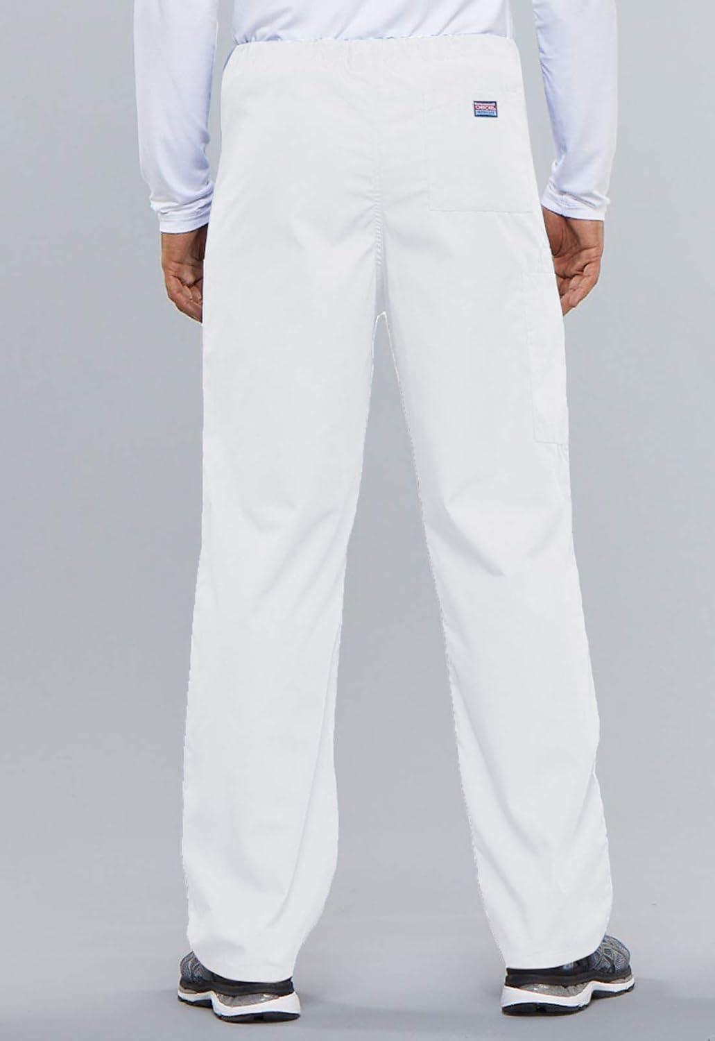 imageCherokee Scrub Sets for Women and Men 6 Pocket Medical Scrubs with VNeck Top 4876 amp Drawstring Cargo Pant 4100White