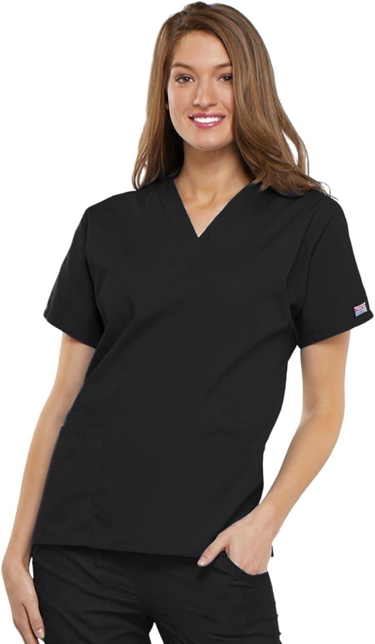 imageCherokee Scrub for Women VNeck Top Traditional fit with Dolman Sleeve and Fade Resistant Fabric 4700Black
