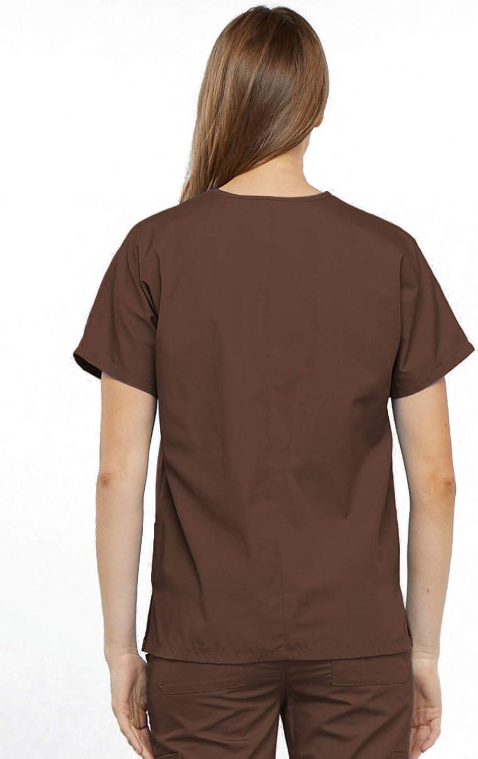 imageCherokee Scrub for Women VNeck Top Traditional fit with Dolman Sleeve and Fade Resistant Fabric 4700Chocolate