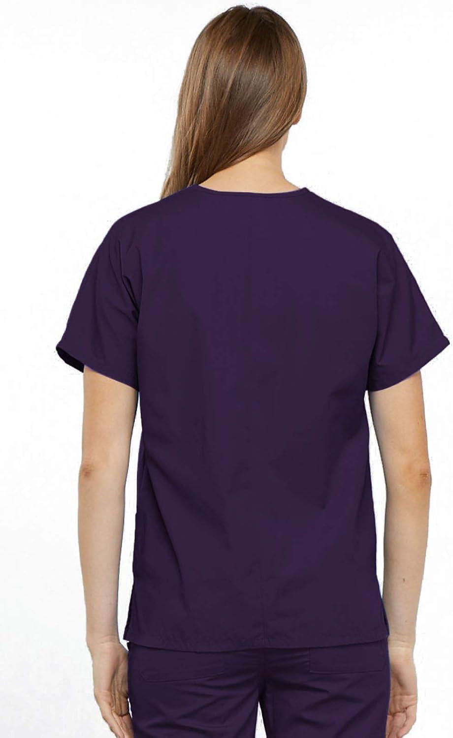 imageCherokee Scrub for Women VNeck Top Traditional fit with Dolman Sleeve and Fade Resistant Fabric 4700Eggplant