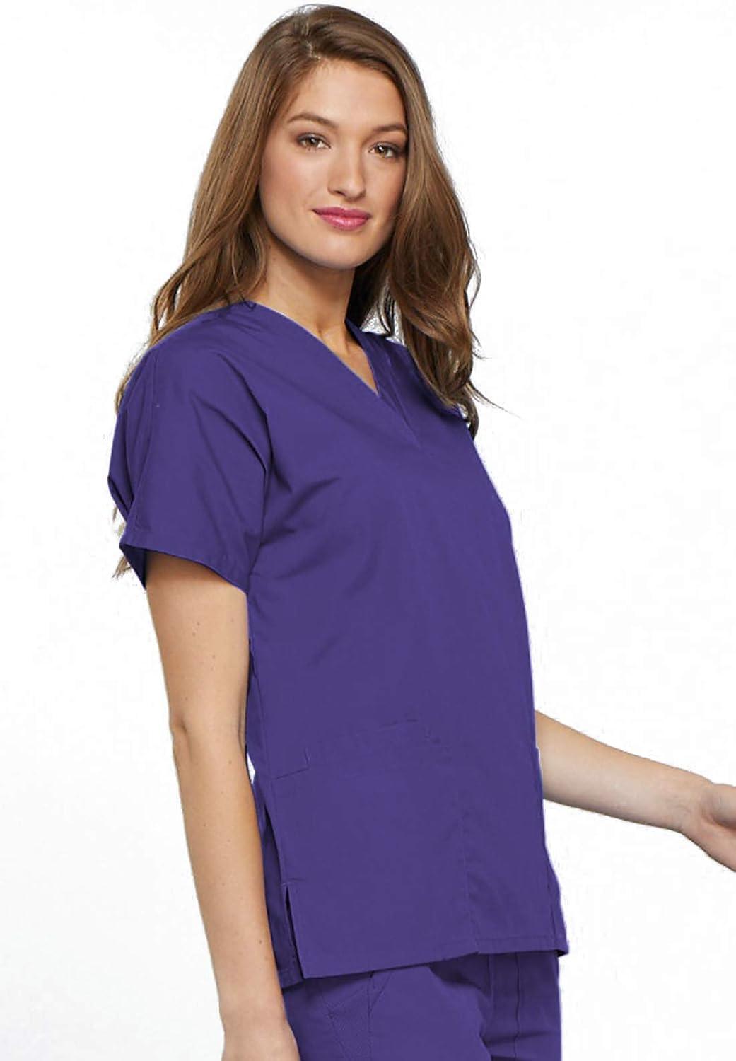 imageCherokee Scrub for Women VNeck Top Traditional fit with Dolman Sleeve and Fade Resistant Fabric 4700Grape