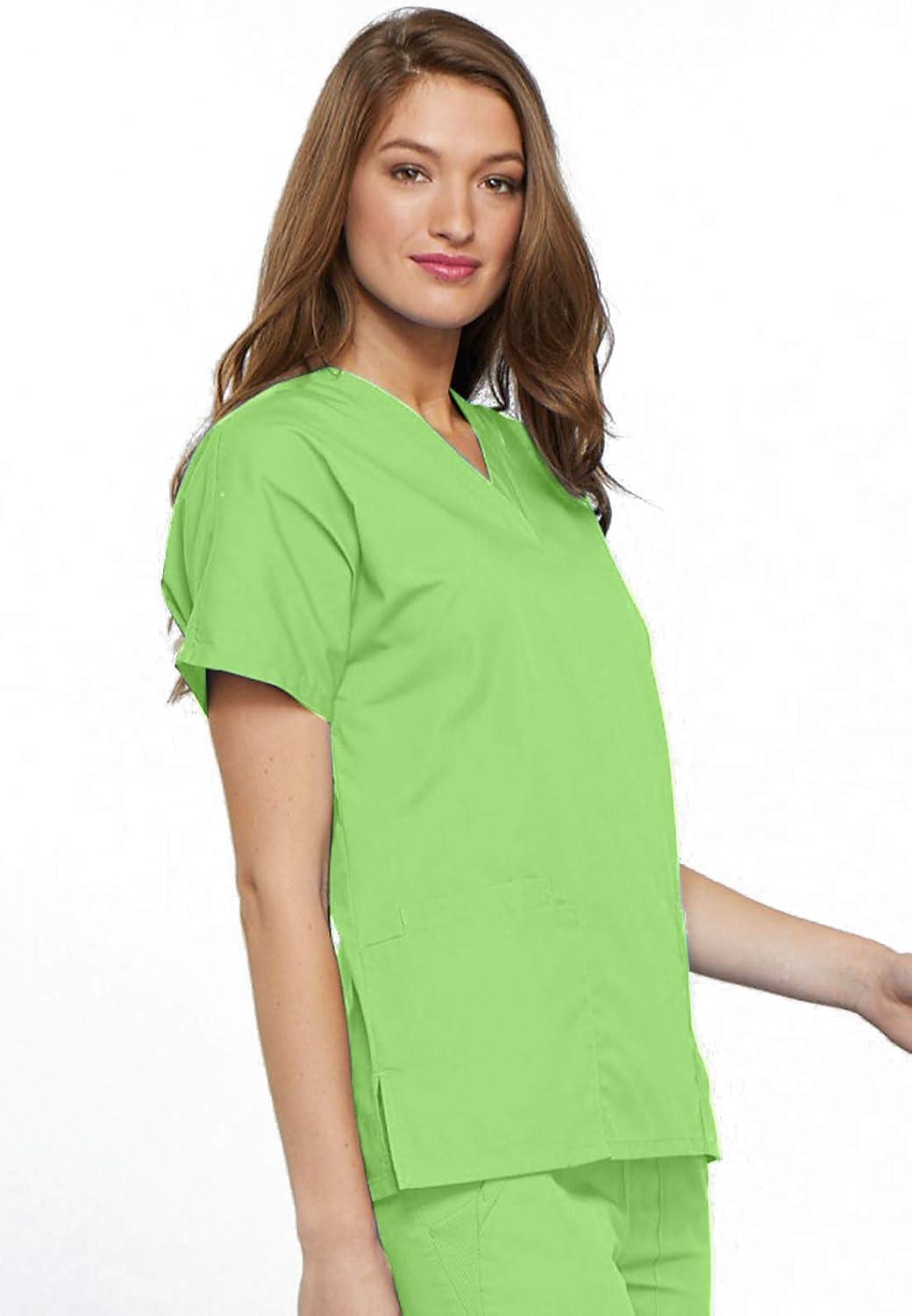 imageCherokee Scrub for Women VNeck Top Traditional fit with Dolman Sleeve and Fade Resistant Fabric 4700Lime Green