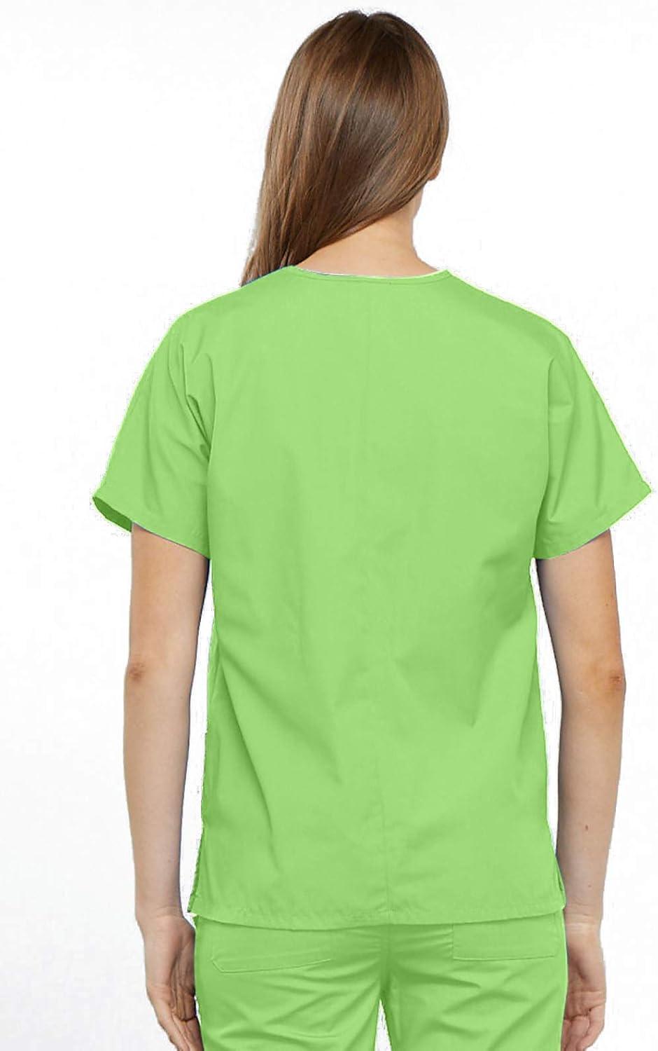 imageCherokee Scrub for Women VNeck Top Traditional fit with Dolman Sleeve and Fade Resistant Fabric 4700Lime Green