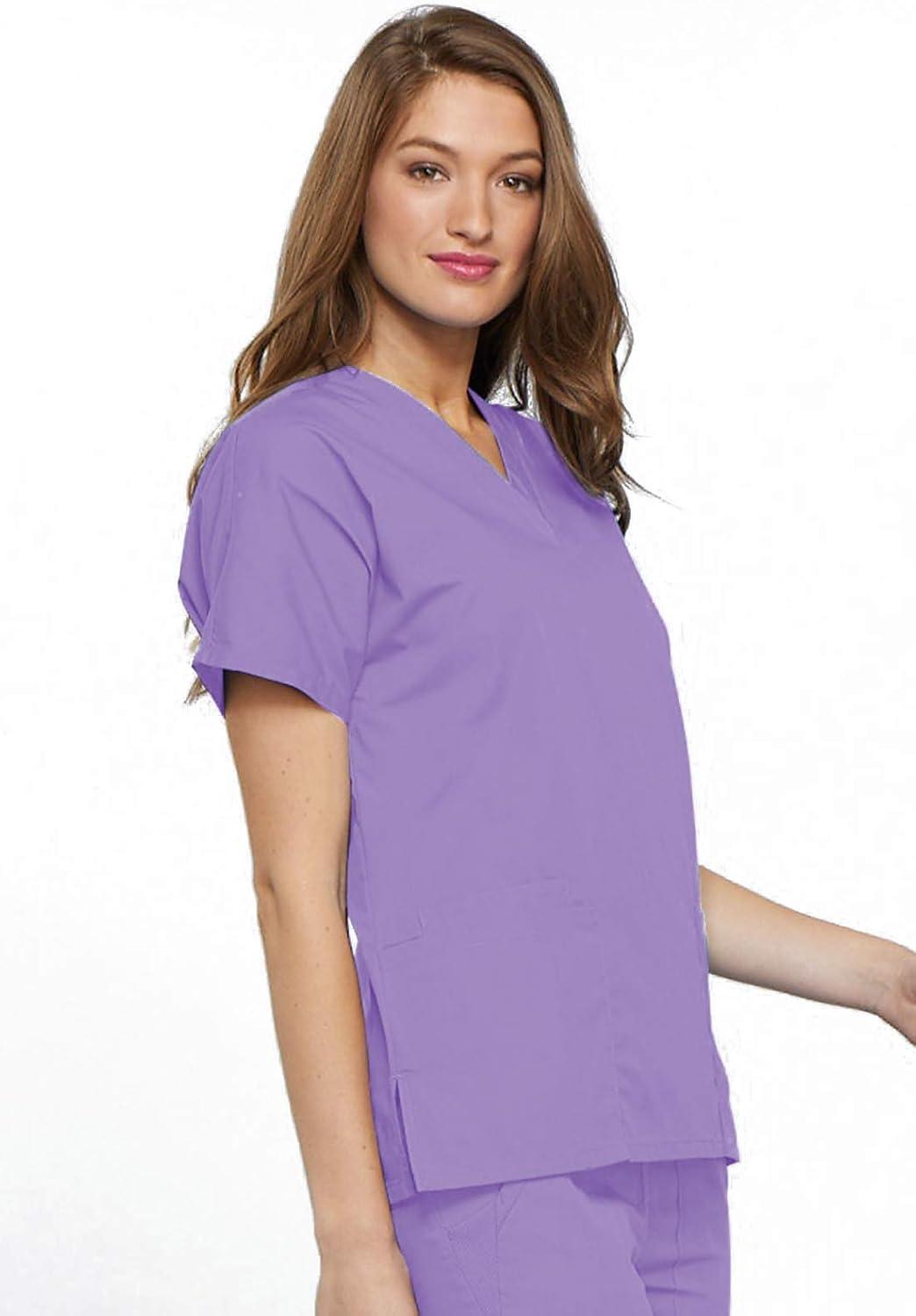 imageCherokee Scrub for Women VNeck Top Traditional fit with Dolman Sleeve and Fade Resistant Fabric 4700Orchid