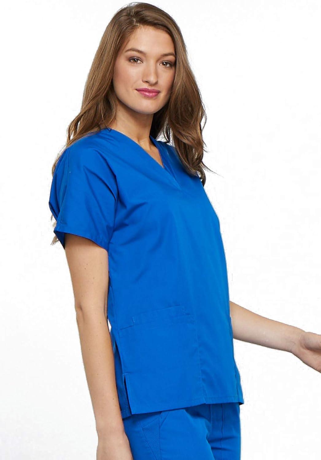 imageCherokee Scrub for Women VNeck Top Traditional fit with Dolman Sleeve and Fade Resistant Fabric 4700Royal