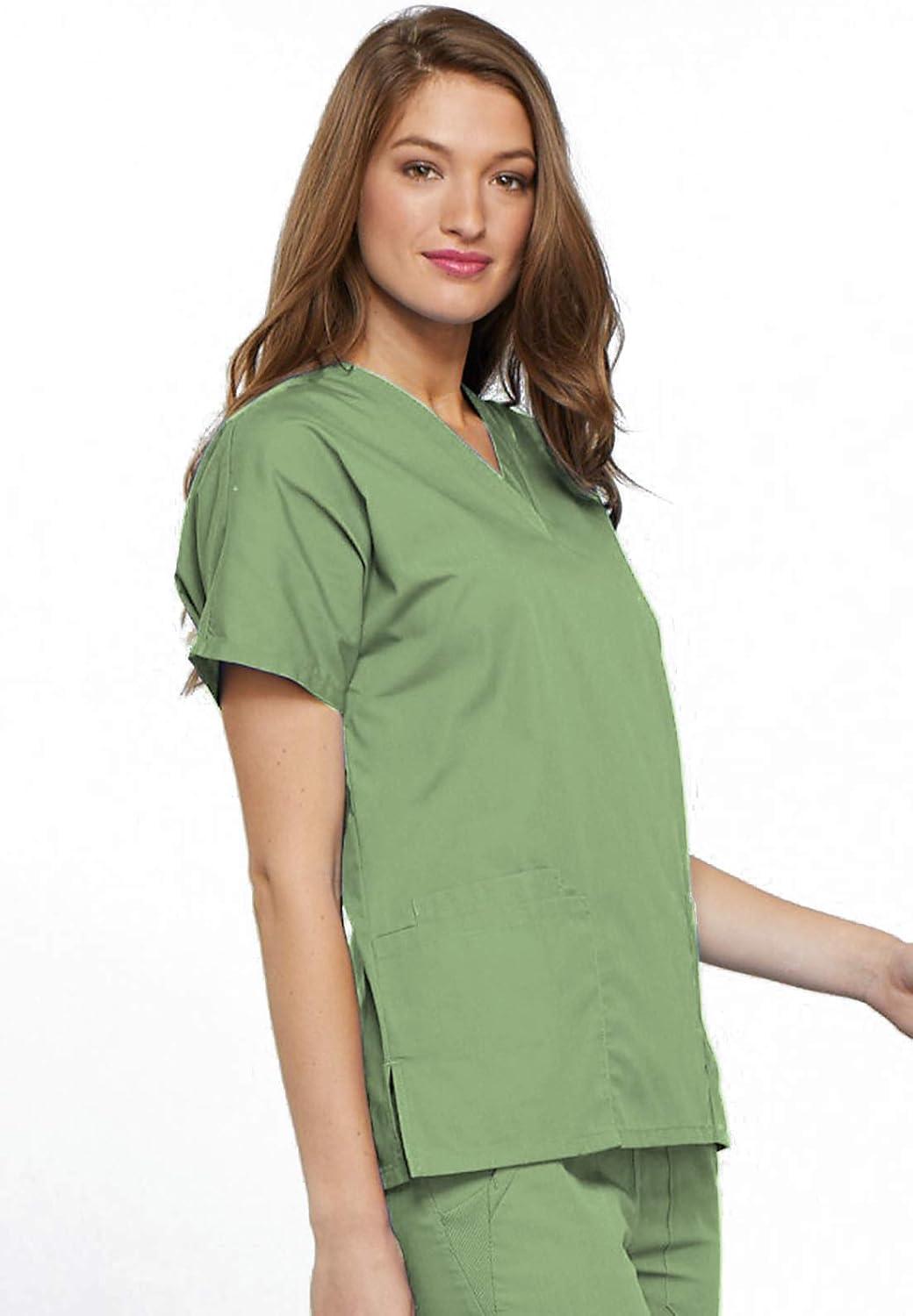 imageCherokee Scrub for Women VNeck Top Traditional fit with Dolman Sleeve and Fade Resistant Fabric 4700Sage Green