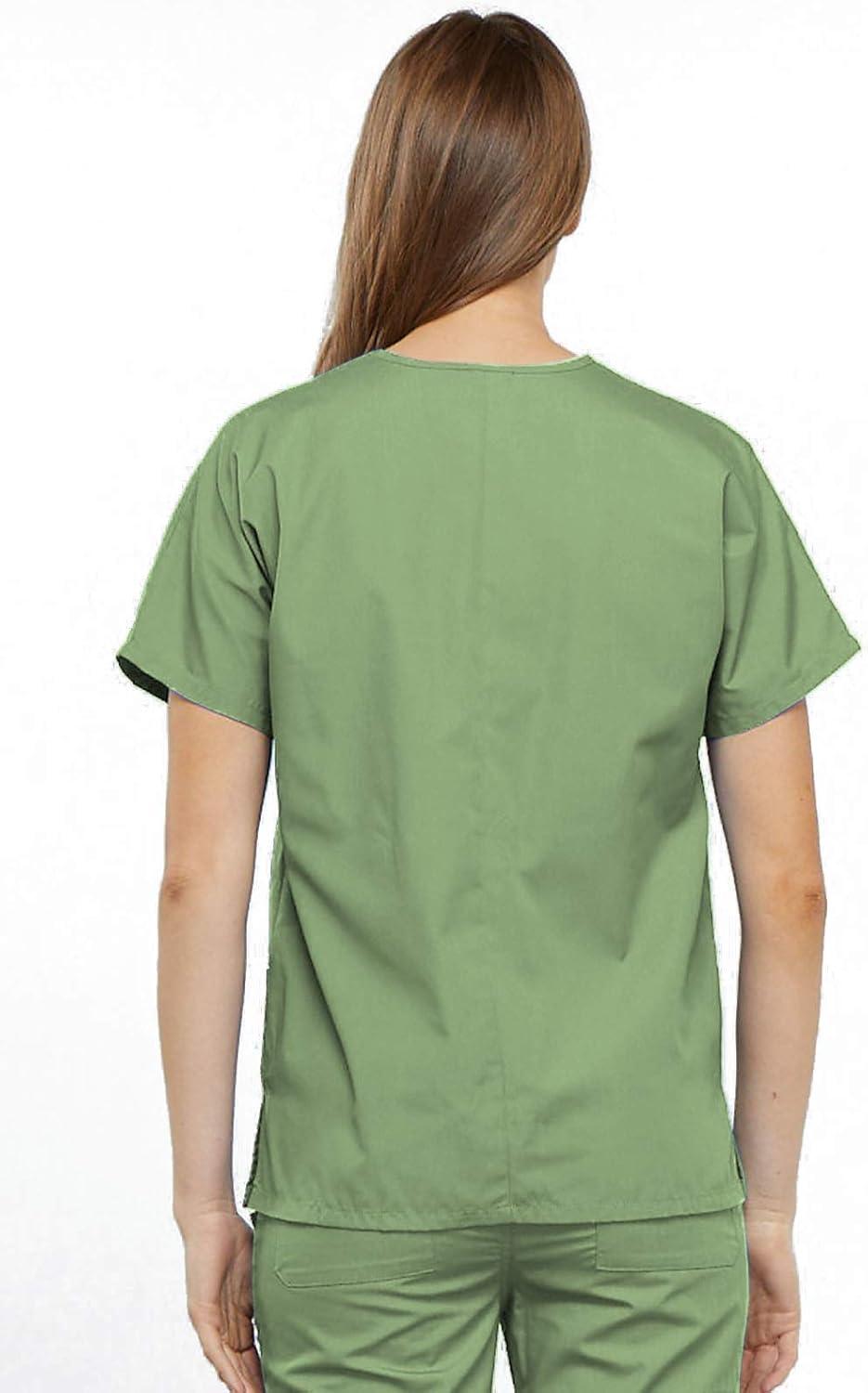 imageCherokee Scrub for Women VNeck Top Traditional fit with Dolman Sleeve and Fade Resistant Fabric 4700Sage Green