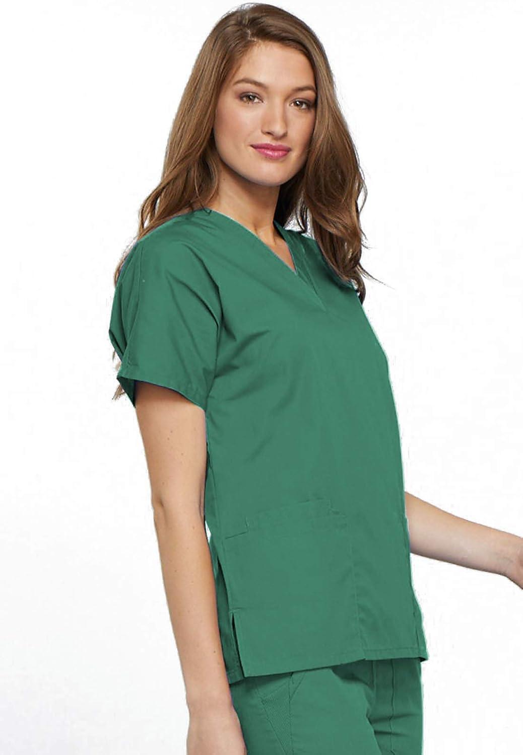imageCherokee Scrub for Women VNeck Top Traditional fit with Dolman Sleeve and Fade Resistant Fabric 4700Surgical Green