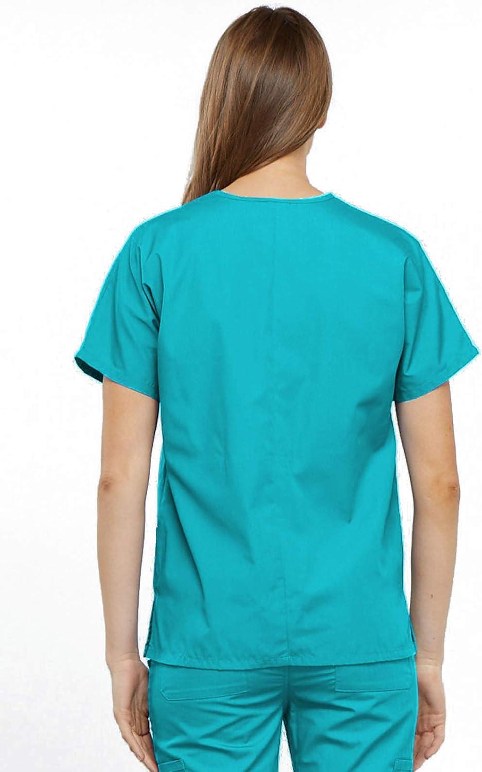 imageCherokee Scrub for Women VNeck Top Traditional fit with Dolman Sleeve and Fade Resistant Fabric 4700Turquoise