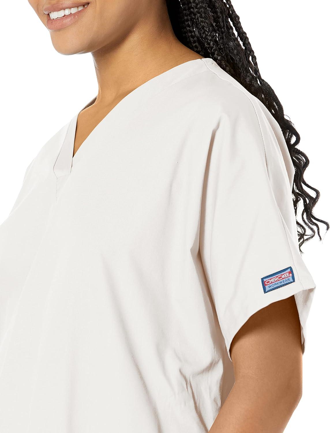 imageCherokee Scrub for Women VNeck Top Traditional fit with Dolman Sleeve and Fade Resistant Fabric 4700White