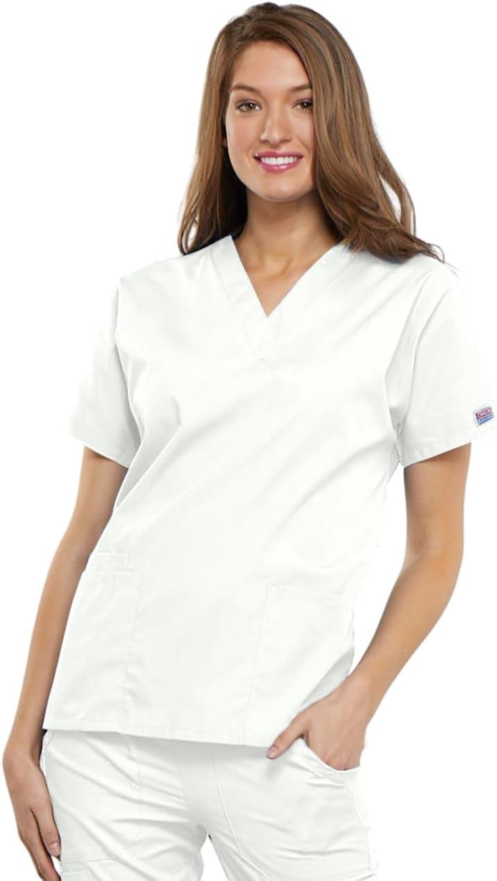 imageCherokee Scrub for Women VNeck Top Traditional fit with Dolman Sleeve and Fade Resistant Fabric 4700White