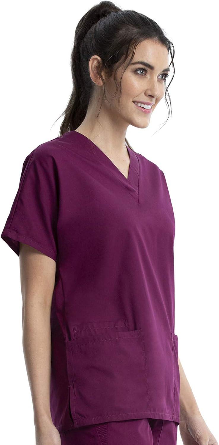 imageCherokee Scrub for Women VNeck Top Traditional fit with Dolman Sleeve and Fade Resistant Fabric 4700Wine