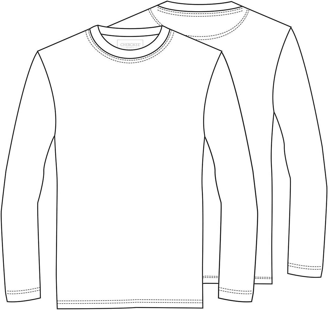 imageCherokee Scrubs Mens Long Sleeve Underscrub Knit TeeCrew Neck Stretch Durable Layering Shirt for Medical Uniforms WW700White