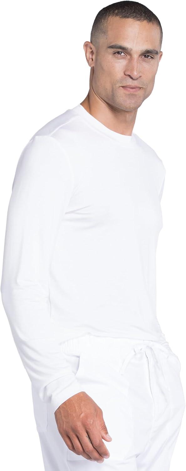 imageCherokee Scrubs Mens Long Sleeve Underscrub Knit TeeCrew Neck Stretch Durable Layering Shirt for Medical Uniforms WW700White