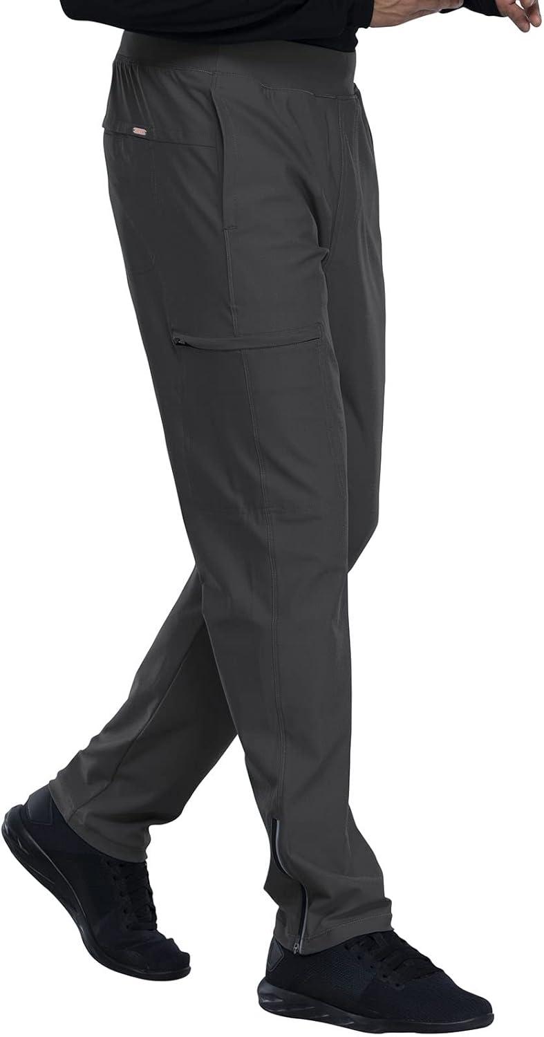 imageCherokee Scrubs Mens Pants Tapered Leg with 5 Pockets Zip Cargo 360 Stretch amp Moisture Wicking CK185Pewter