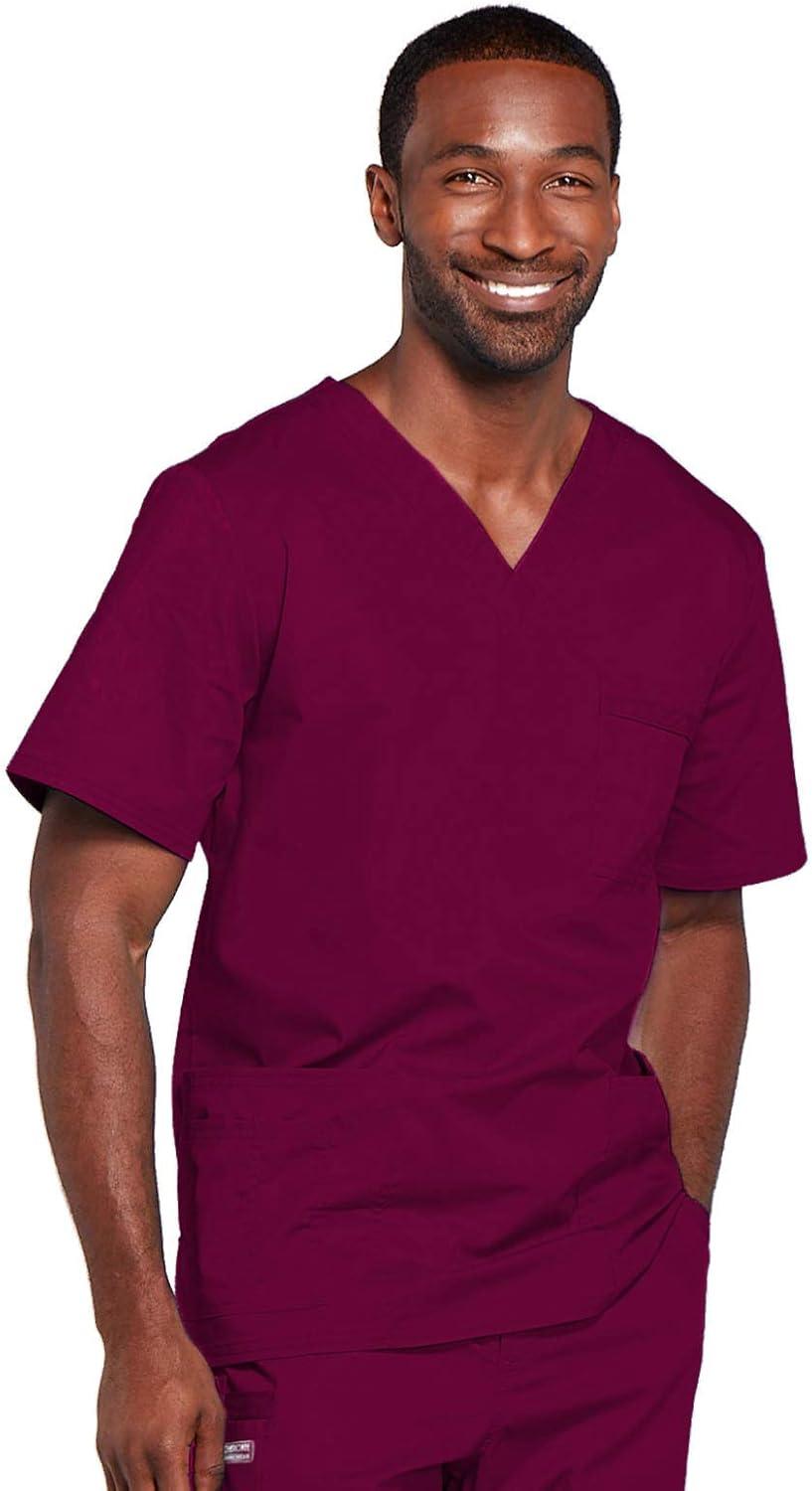 imageCherokee Scrubs for Men amp Women VNeck Scrub Top with 4 Pockets Cotton Blend Soft Stretchy Easy Care Nursing Uniform 4725Azalea