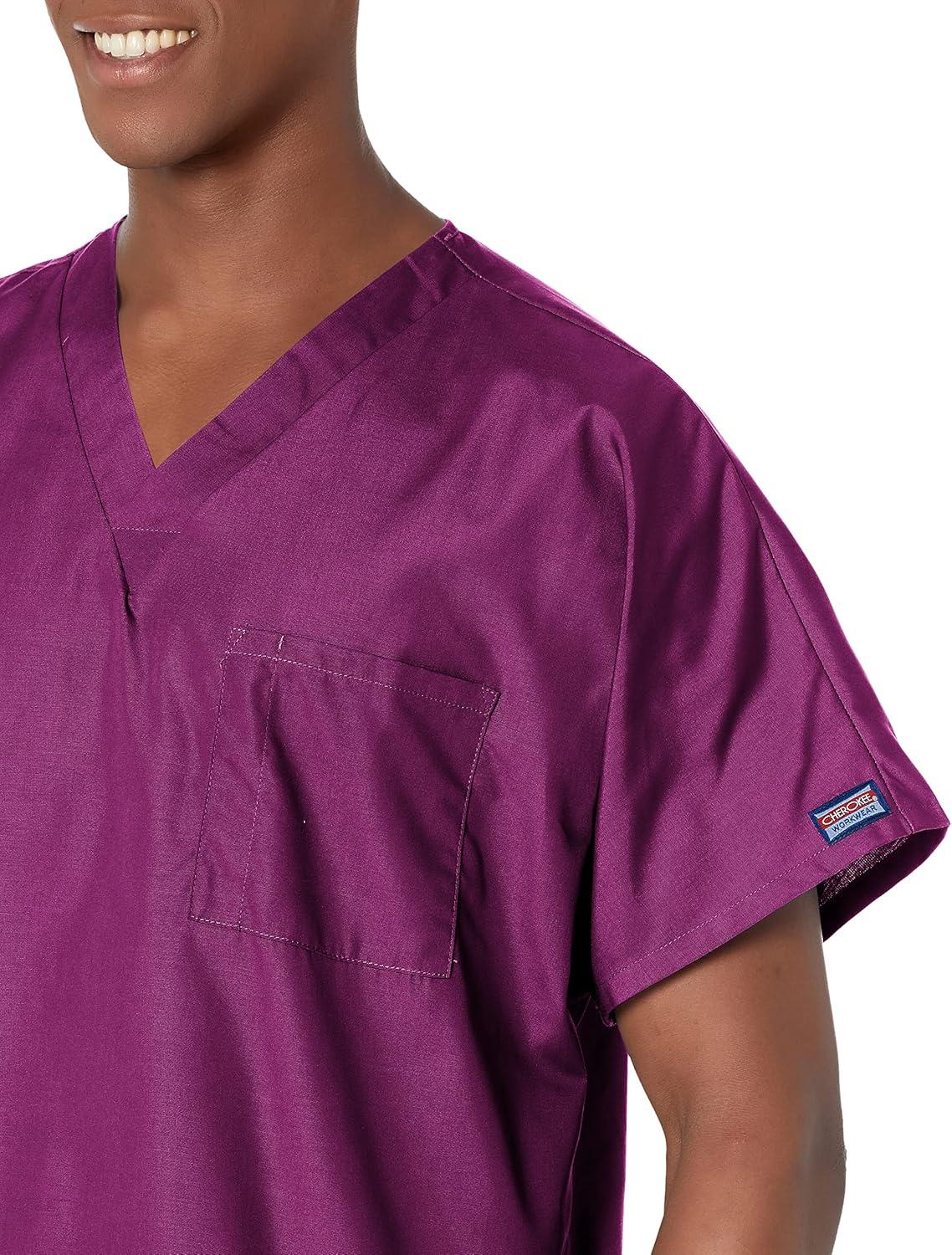 imageCherokee Scrubs for Men amp Women VNeck Scrub Top with 4 Pockets Cotton Blend Soft Stretchy Easy Care Nursing Uniform 4725Azalea