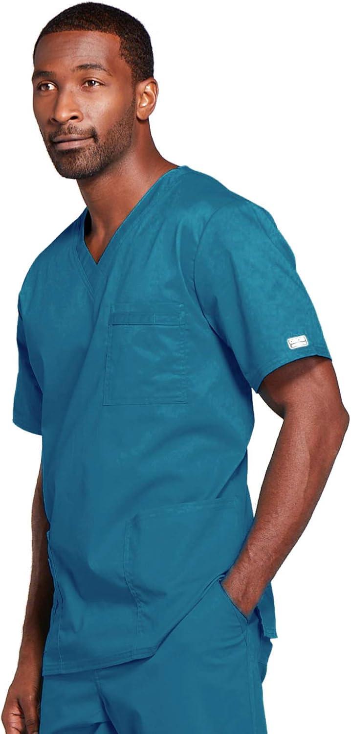 imageCherokee Scrubs for Men amp Women VNeck Scrub Top with 4 Pockets Cotton Blend Soft Stretchy Easy Care Nursing Uniform 4725Caribbean Blue