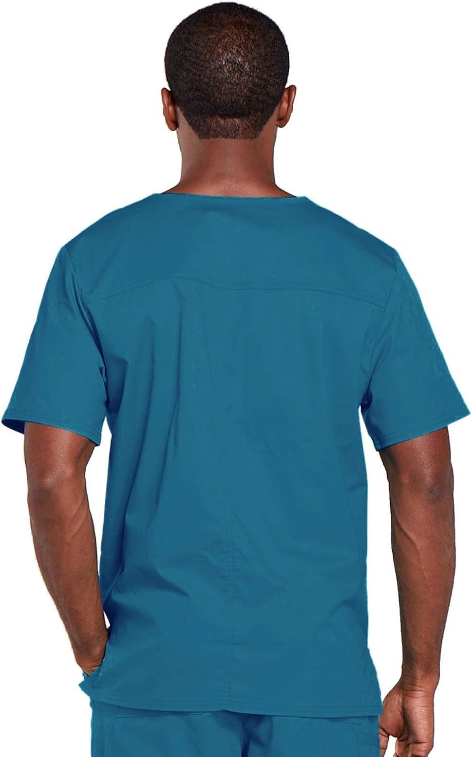 imageCherokee Scrubs for Men amp Women VNeck Scrub Top with 4 Pockets Cotton Blend Soft Stretchy Easy Care Nursing Uniform 4725Caribbean Blue