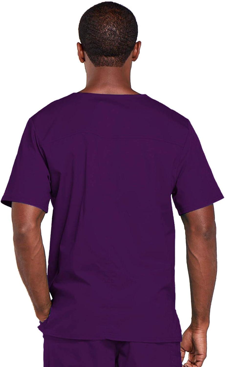 imageCherokee Scrubs for Men amp Women VNeck Scrub Top with 4 Pockets Cotton Blend Soft Stretchy Easy Care Nursing Uniform 4725Eggplant