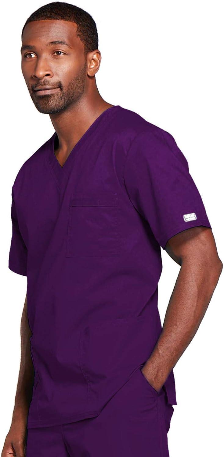imageCherokee Scrubs for Men amp Women VNeck Scrub Top with 4 Pockets Cotton Blend Soft Stretchy Easy Care Nursing Uniform 4725Eggplant