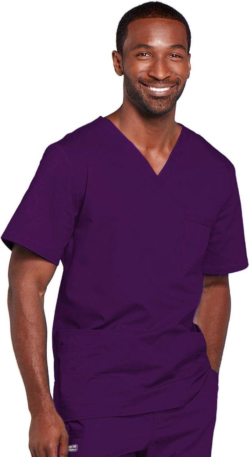 imageCherokee Scrubs for Men amp Women VNeck Scrub Top with 4 Pockets Cotton Blend Soft Stretchy Easy Care Nursing Uniform 4725Eggplant