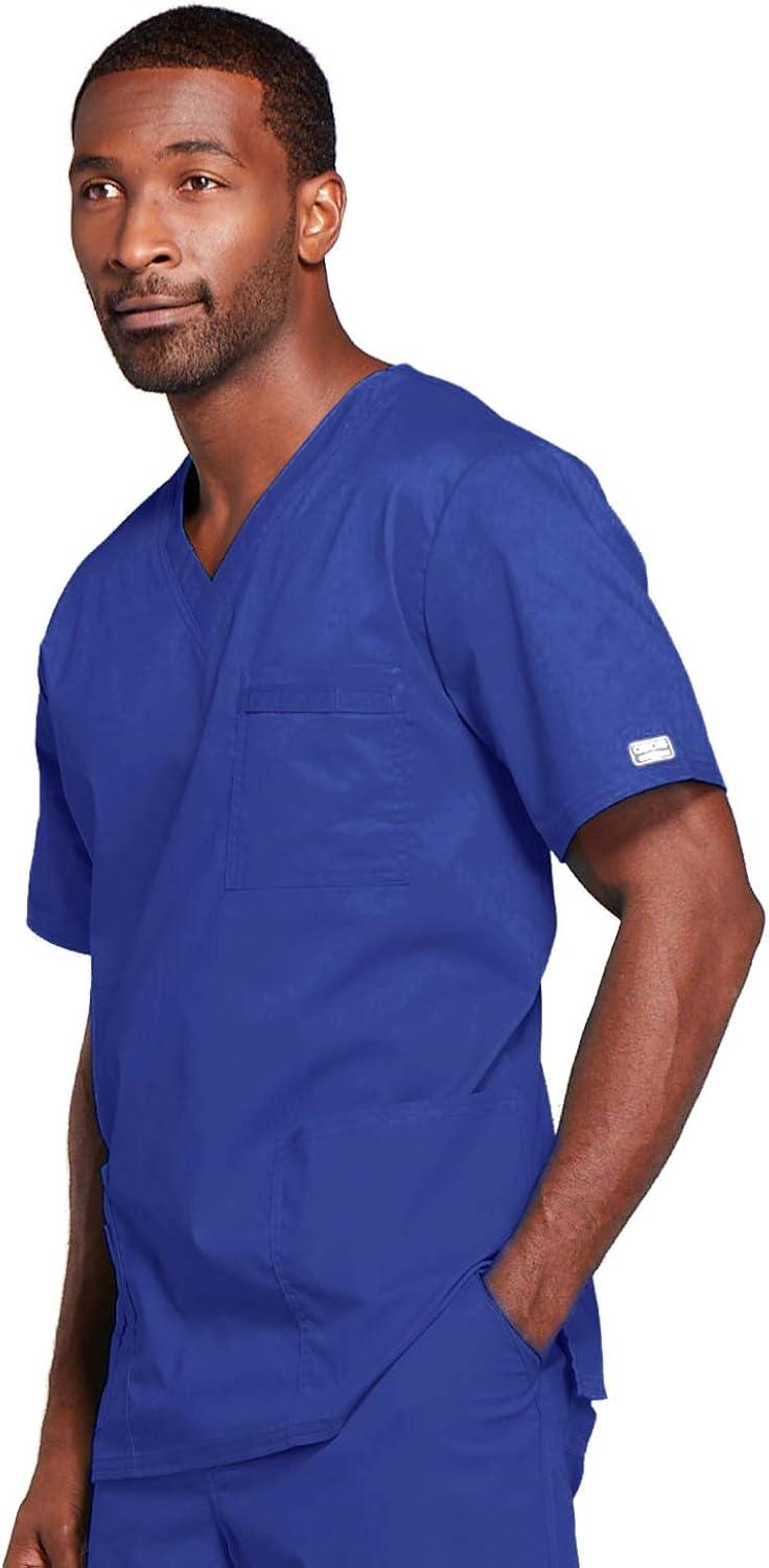imageCherokee Scrubs for Men amp Women VNeck Scrub Top with 4 Pockets Cotton Blend Soft Stretchy Easy Care Nursing Uniform 4725Galaxy Blue