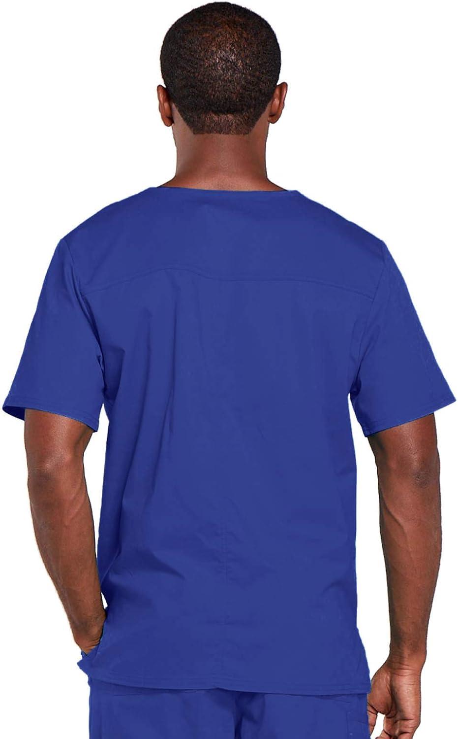 imageCherokee Scrubs for Men amp Women VNeck Scrub Top with 4 Pockets Cotton Blend Soft Stretchy Easy Care Nursing Uniform 4725Galaxy Blue