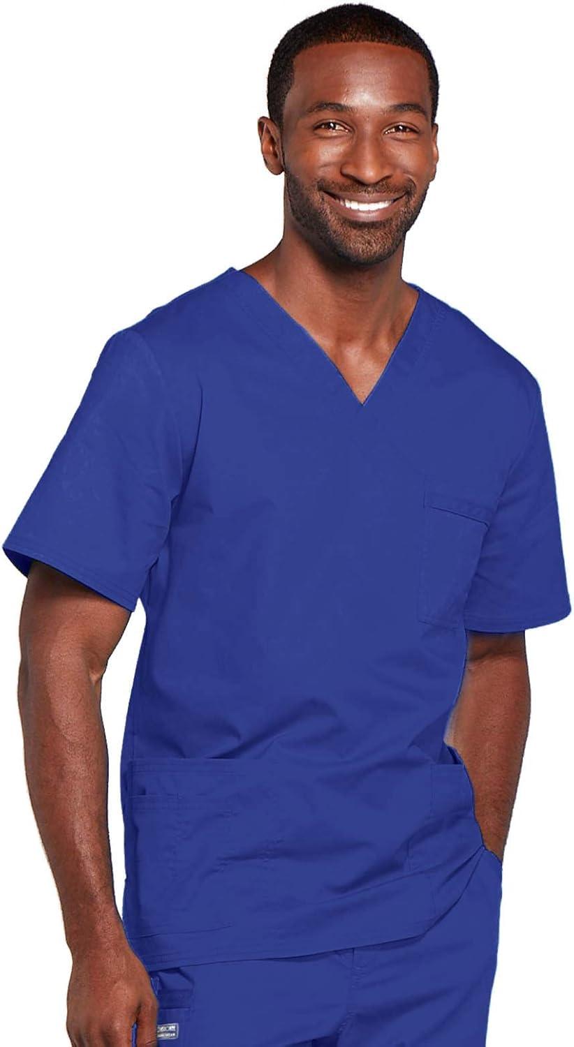 imageCherokee Scrubs for Men amp Women VNeck Scrub Top with 4 Pockets Cotton Blend Soft Stretchy Easy Care Nursing Uniform 4725Galaxy Blue