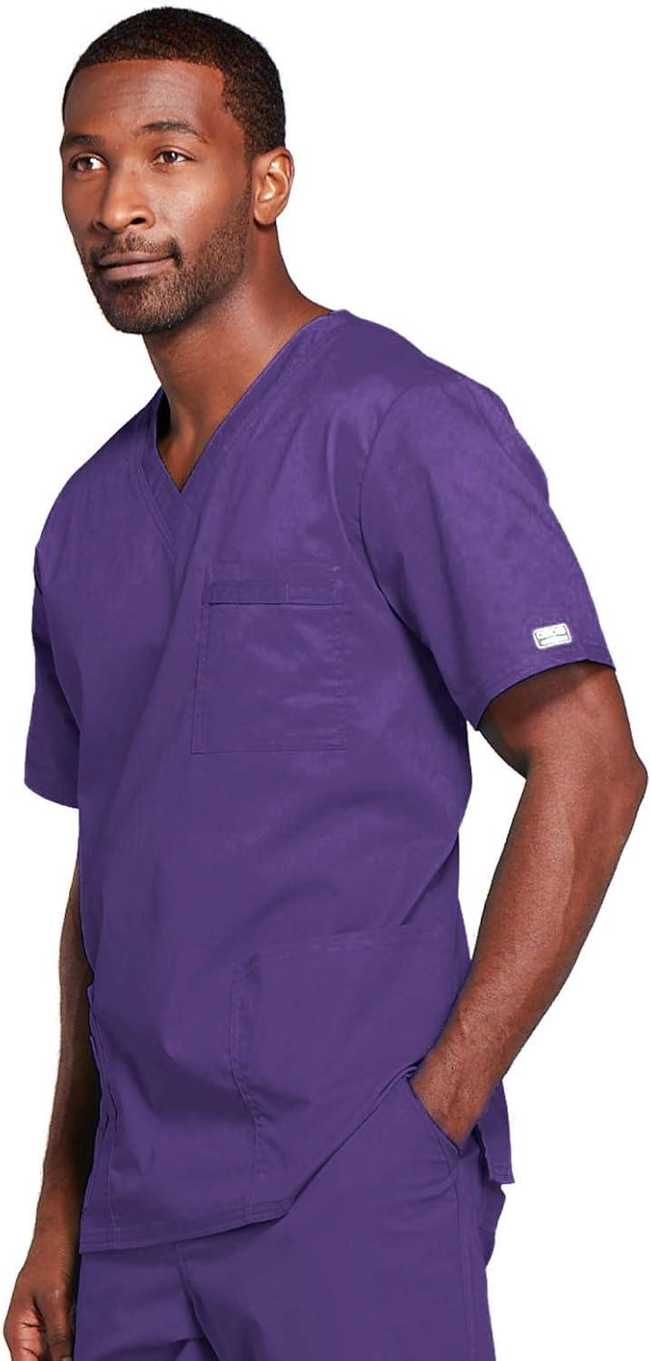 imageCherokee Scrubs for Men amp Women VNeck Scrub Top with 4 Pockets Cotton Blend Soft Stretchy Easy Care Nursing Uniform 4725Grape
