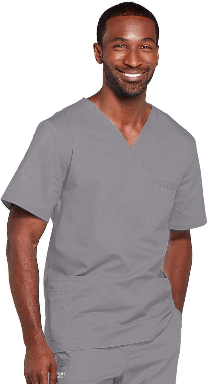 imageCherokee Scrubs for Men amp Women VNeck Scrub Top with 4 Pockets Cotton Blend Soft Stretchy Easy Care Nursing Uniform 4725Grey