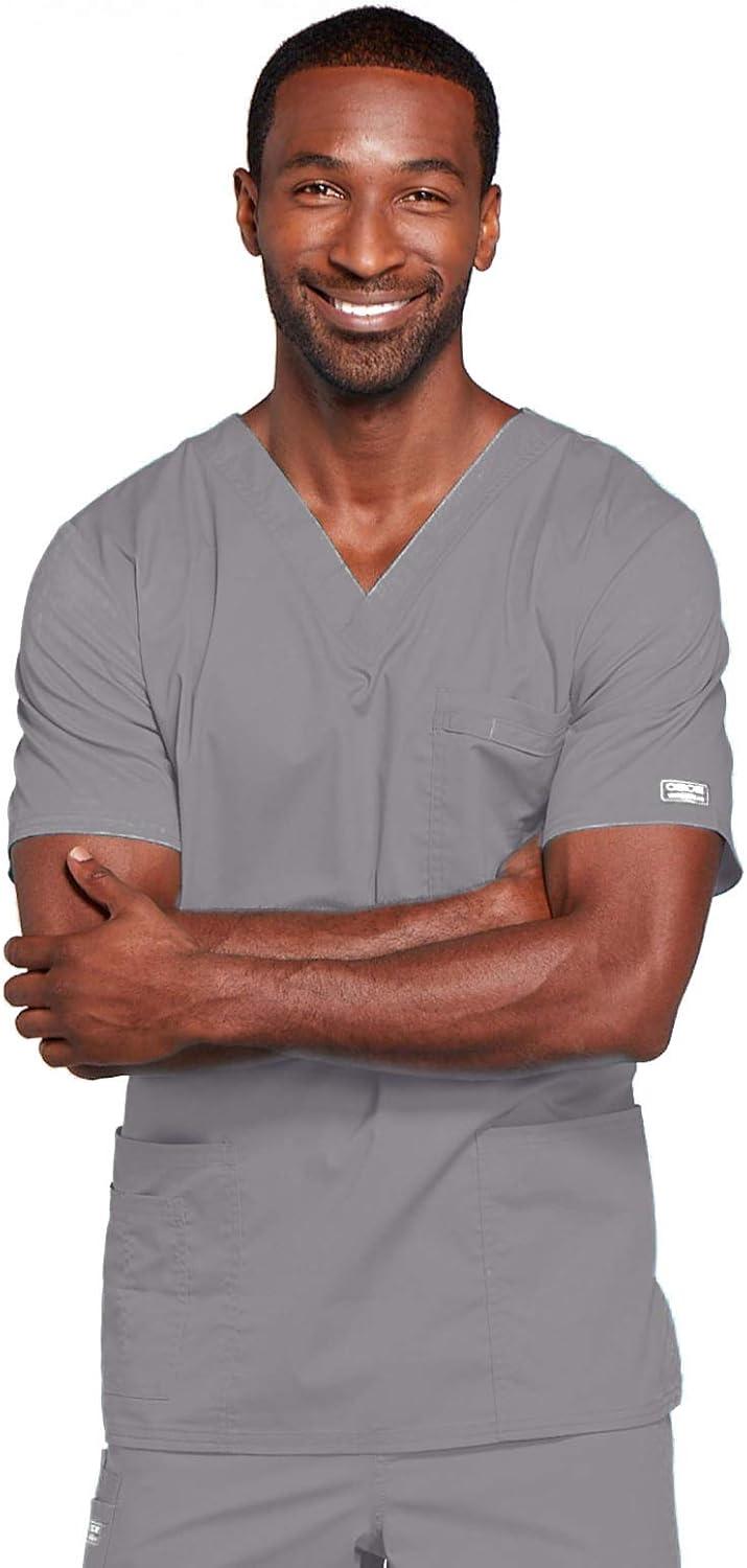 imageCherokee Scrubs for Men amp Women VNeck Scrub Top with 4 Pockets Cotton Blend Soft Stretchy Easy Care Nursing Uniform 4725Grey