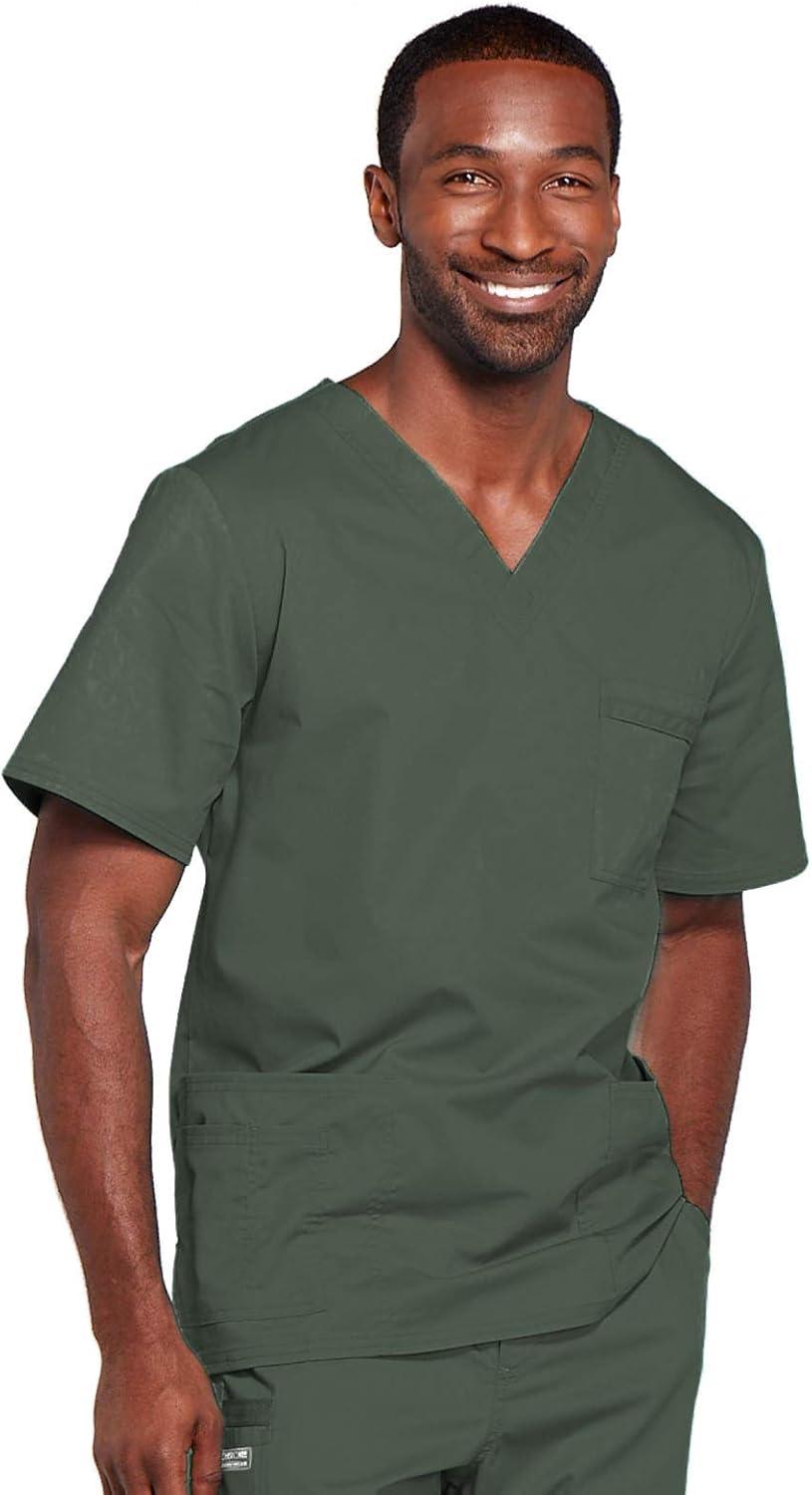 imageCherokee Scrubs for Men amp Women VNeck Scrub Top with 4 Pockets Cotton Blend Soft Stretchy Easy Care Nursing Uniform 4725Olive