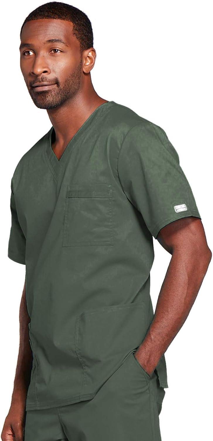 imageCherokee Scrubs for Men amp Women VNeck Scrub Top with 4 Pockets Cotton Blend Soft Stretchy Easy Care Nursing Uniform 4725Olive
