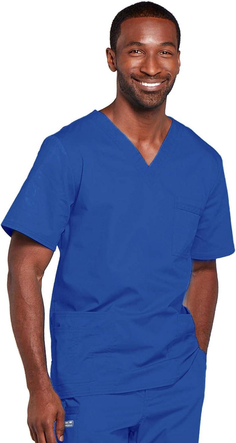imageCherokee Scrubs for Men amp Women VNeck Scrub Top with 4 Pockets Cotton Blend Soft Stretchy Easy Care Nursing Uniform 4725Royal