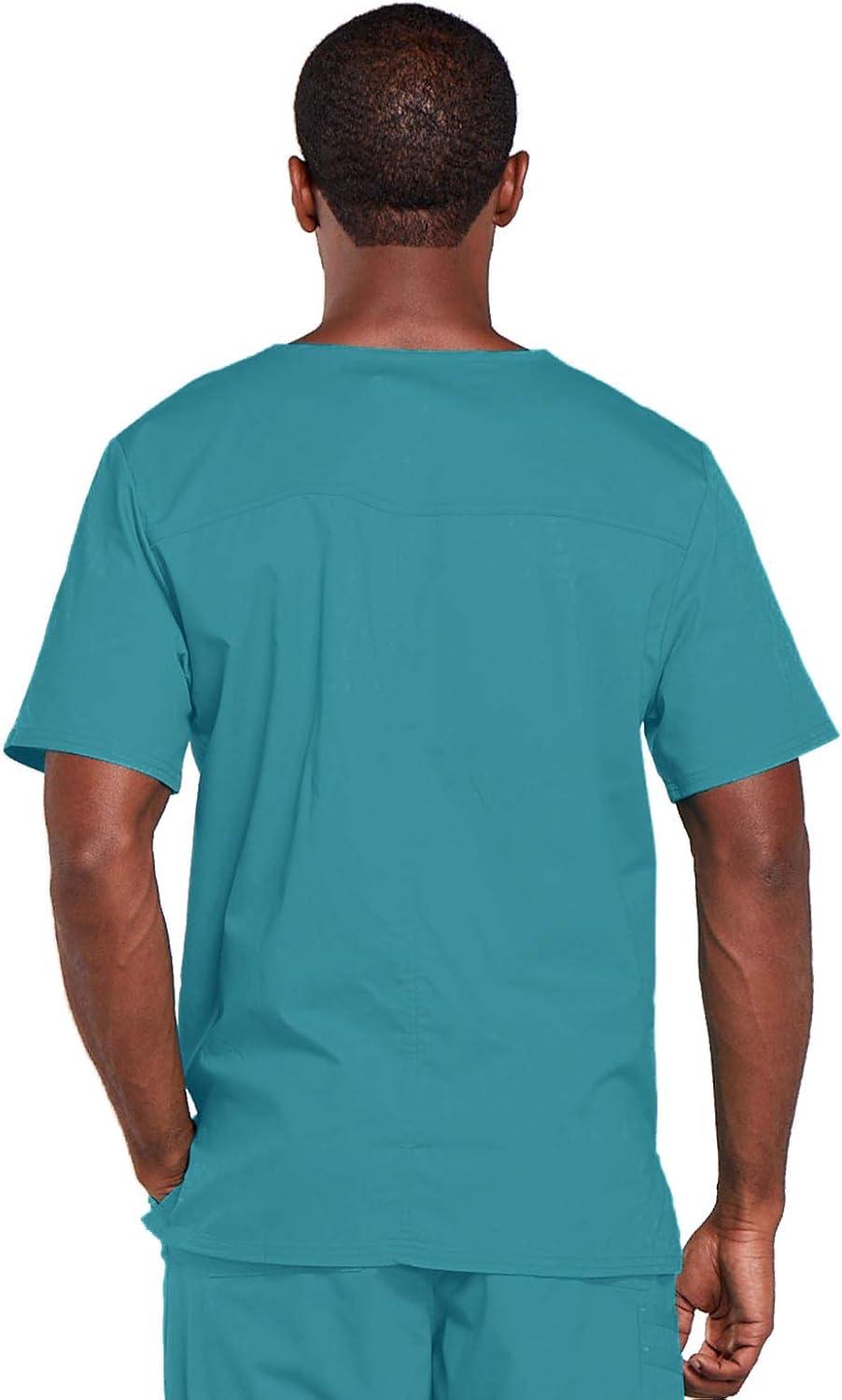 imageCherokee Scrubs for Men amp Women VNeck Scrub Top with 4 Pockets Cotton Blend Soft Stretchy Easy Care Nursing Uniform 4725Teal Blue