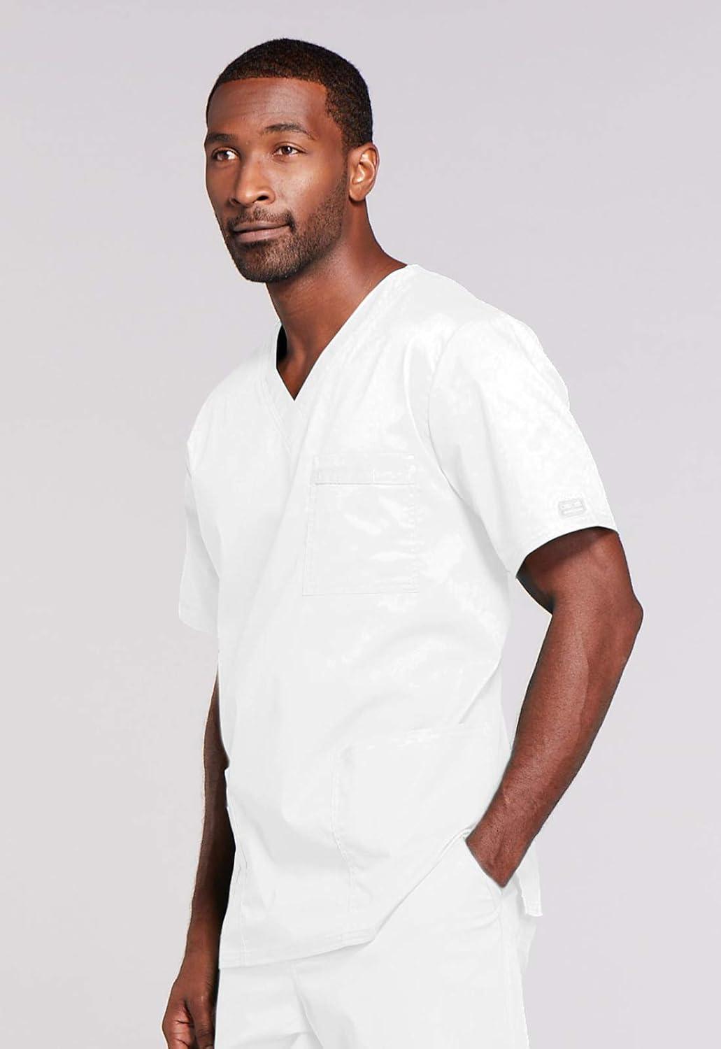 imageCherokee Scrubs for Men amp Women VNeck Scrub Top with 4 Pockets Cotton Blend Soft Stretchy Easy Care Nursing Uniform 4725White