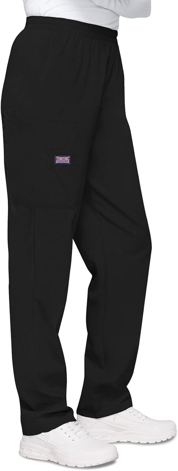 imageCherokee Scrubs for Women Cargo Pant Natural Rise Tapered PullOn Bottom with 4 Pockets Fade Resistant Fabric 4200Black