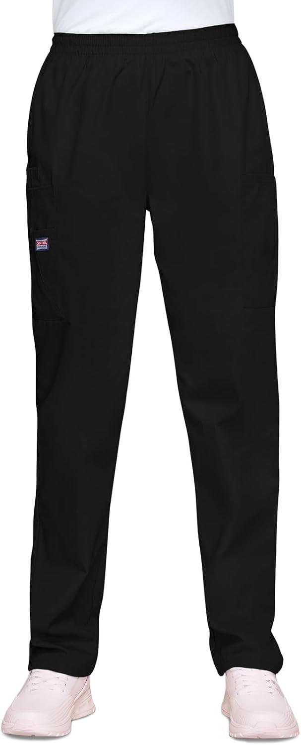imageCherokee Scrubs for Women Cargo Pant Natural Rise Tapered PullOn Bottom with 4 Pockets Fade Resistant Fabric 4200Black