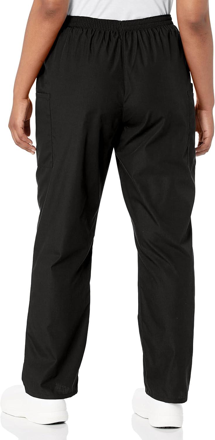 imageCherokee Scrubs for Women Cargo Pant Natural Rise Tapered PullOn Bottom with 4 Pockets Fade Resistant Fabric 4200Black